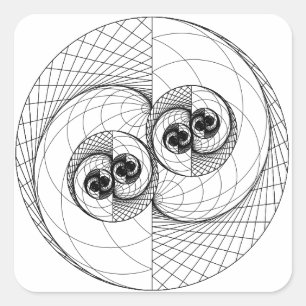 Adesivo Quadrado Yin Yang Fractal (Apenas Linhas)