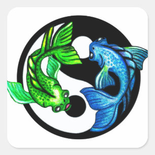 Adesivo Quadrado Yin-Yang Koi Design
