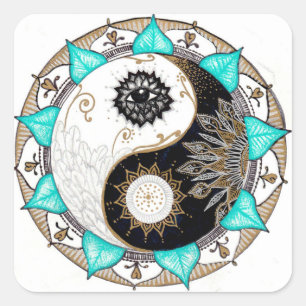Adesivo Quadrado Yin Yang Mandala