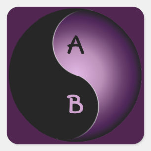 Adesivo Quadrado yin yang monograma - roxo