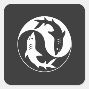 Adesivo Quadrado Yin Yang Shark