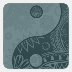 Adesivo Quadrado Yin Yang Slate Blue, Padrão