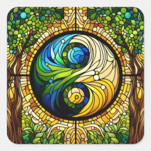 Adesivo Quadrado Yin Yang Stickers
