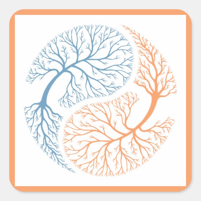 Adesivo Quadrado Yin Yang Trees (Frente)