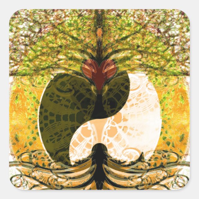 Adesivo Quadrado Ying Yang (Frente)