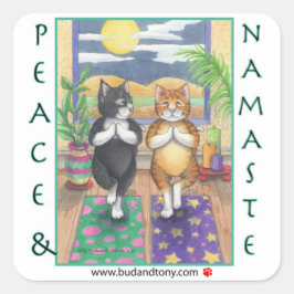Adesivo Quadrado Yoga Cats Bud & Tony Sticker