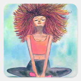 Adesivo Quadrado Yoga Girl Serenity Art
