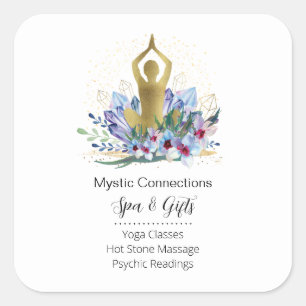 Adesivo Quadrado Yoga Instrutor Energy Healer Crystals Reiki Spa