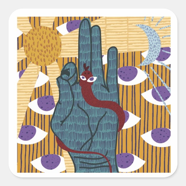 Adesivo Quadrado Yoga Kundalini shakti (Frente)