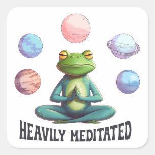 Adesivo Quadrado Yoga, Sapo, com Meditação Pesada Zen