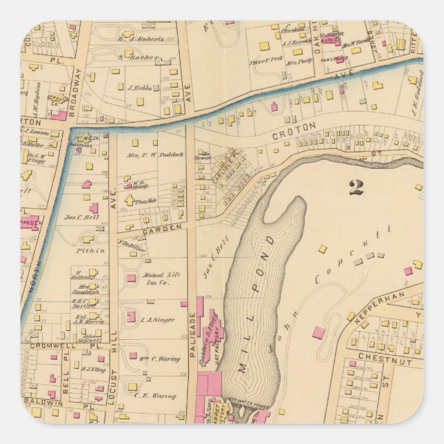 Adesivo Quadrado Yonkers wards 2-3, Nova Iorque (Frente)