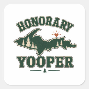Adesivo Quadrado Yooper Honorário - Península Superior de Michigan