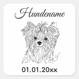 Adesivo Quadrado Yorkie Minimalist Line Art personalized dog brand