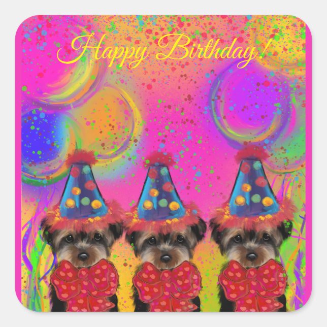 Adesivo Quadrado Yorkie Poo (Frente)