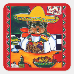 Adesivo Quadrado Yorkie Poo Cinco de Mayo