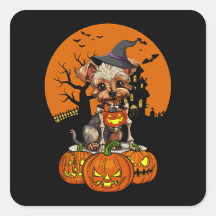 Adesivo Quadrado Yorkshire Terrier Dog Halloween