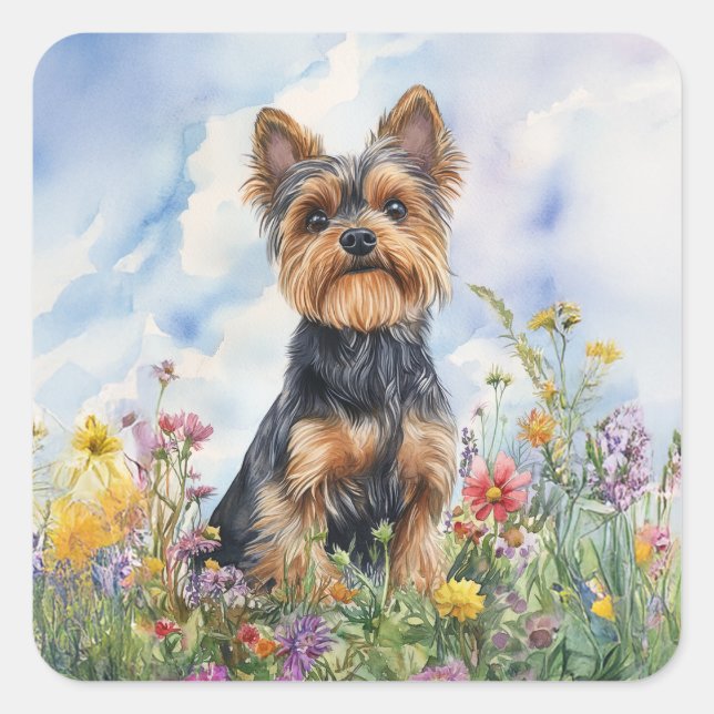 Adesivo Quadrado Yorkshire Terrier - Envelope Stickers (Frente)