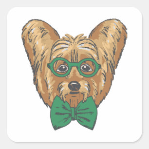 Adesivo Quadrado Yorkshire Terrier Hipster
