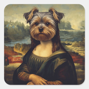Adesivo Quadrado Yorkshire Terrier Inspirado em Retrato da Renascen
