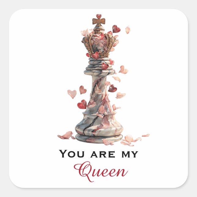 Adesivo Quadrado You Are My Queen Chess Valentine's Day (Frente)