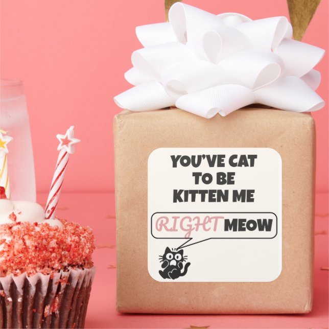 Adesivo Quadrado You’ve Cat to Be Kitten Me Right Meow (Festa)
