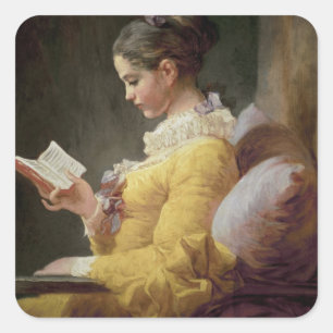 Adesivo Quadrado Young Girl Reading, c.1776