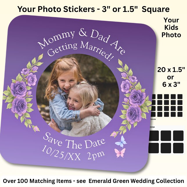 Adesivo Quadrado Your Kids Photo Mom Dad Getting Married   (Criador carregado)