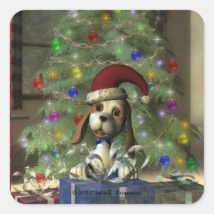Adesivo Quadrado Yule Puppy Square Sticker