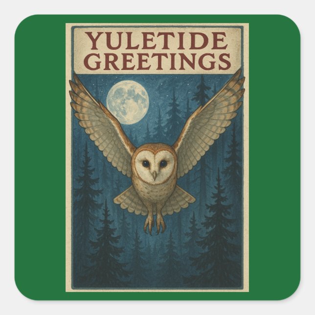 Adesivo Quadrado Yuletide Greetings Christmas Square Stickers (Frente)