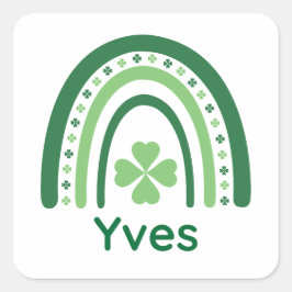 Adesivo Quadrado Yves Name Clover Boho Rainbow