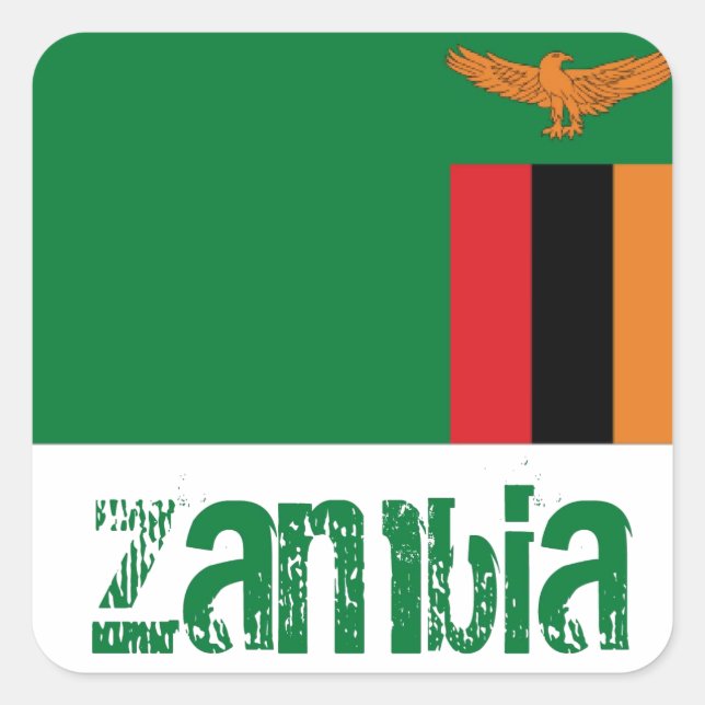 Adesivo Quadrado Zâmbia (Frente)
