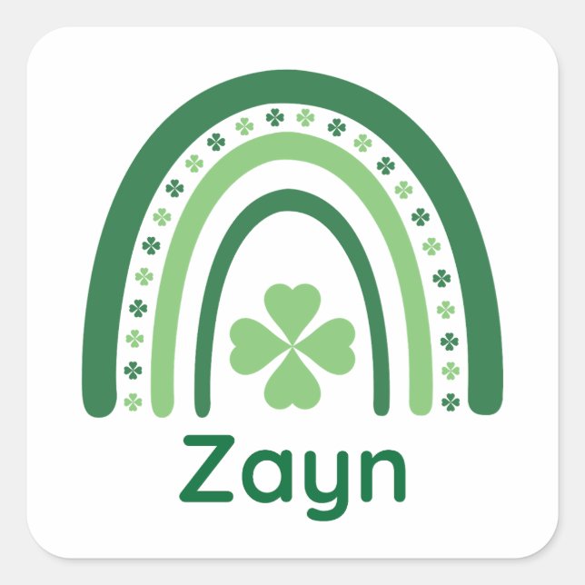 Adesivo Quadrado Zayn Name Clover Boho Rainbow (Frente)