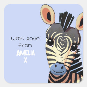 Adesivo Quadrado Zebra Bebê Personalizada Com Amor