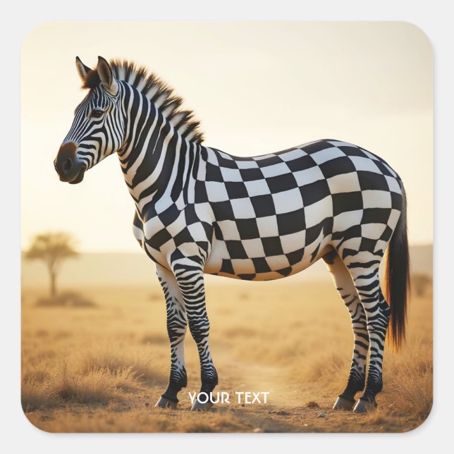 Adesivo Quadrado Zebra Branca Fantasy Cute Checked (Frente)