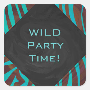 Adesivo Quadrado Zebra Brown e Teal com Monograma