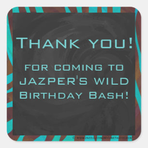 Adesivo Quadrado Zebra Brown e Teal com Monograma