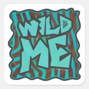 Adesivo Quadrado Zebra Brown e Teal Wild Me Design