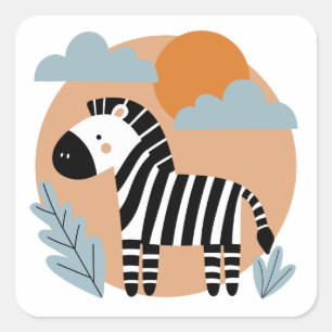 Adesivo Quadrado Zebra Caprichosa Influenciada pela Escandinávia
