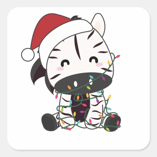 Adesivo Quadrado Zebra Christmas Zebras (Frente)