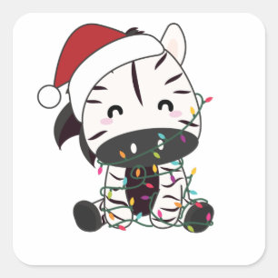 Adesivo Quadrado Zebra Christmas Zebras