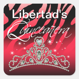 Adesivo Quadrado Zebra da tiara Sparkling do MI Quinceañera