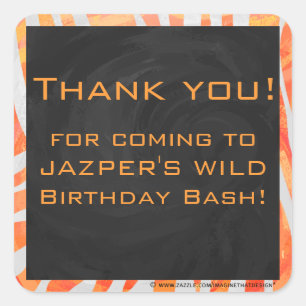 Adesivo Quadrado Zebra Monograma Laranja e Branco