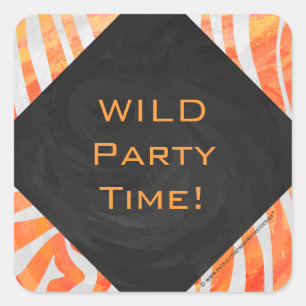 Adesivo Quadrado Zebra Monograma Laranja e Branco