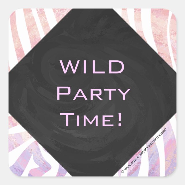 Adesivo Quadrado Zebra Monograma Rosa e Branco (Frente)