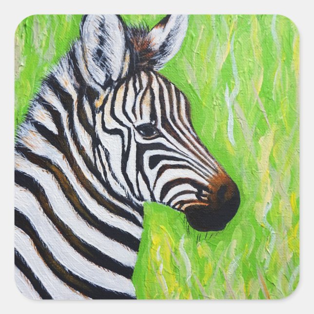 Adesivo Quadrado Zebra Painting (Frente)