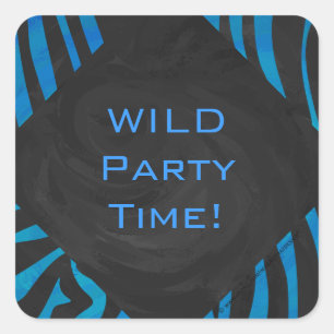 Adesivo Quadrado Zebra Preta e Azul com Monograma