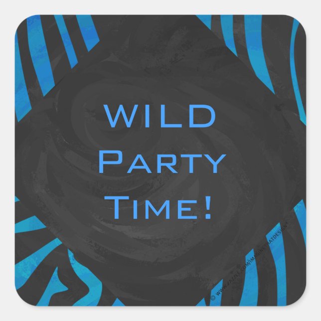 Adesivo Quadrado Zebra Preta e Azul com Monograma (Frente)