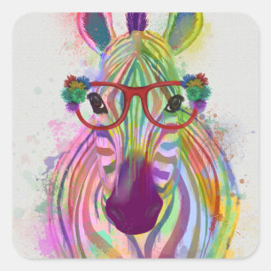 Adesivo Quadrado Zebra Rainbow Splash
