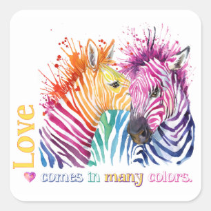 Adesivo Quadrado Zebra Rainbow Sticker