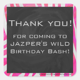 Adesivo Quadrado Zebra rosa-quente e branca com monograma